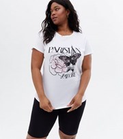 New Look Curves White Butterfly Parisian Logo T-Shirt